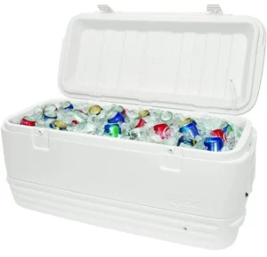 Igloo 120qt cooler used to keep drinks and ice cold.